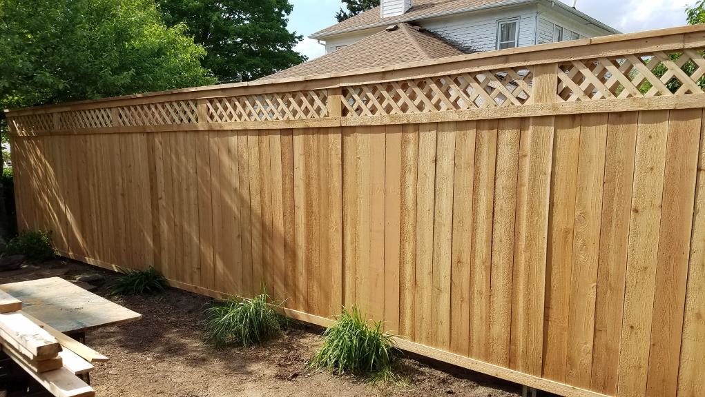 wood privacy fence with lattice