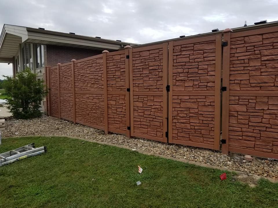 textured decorative stone vinyl fence